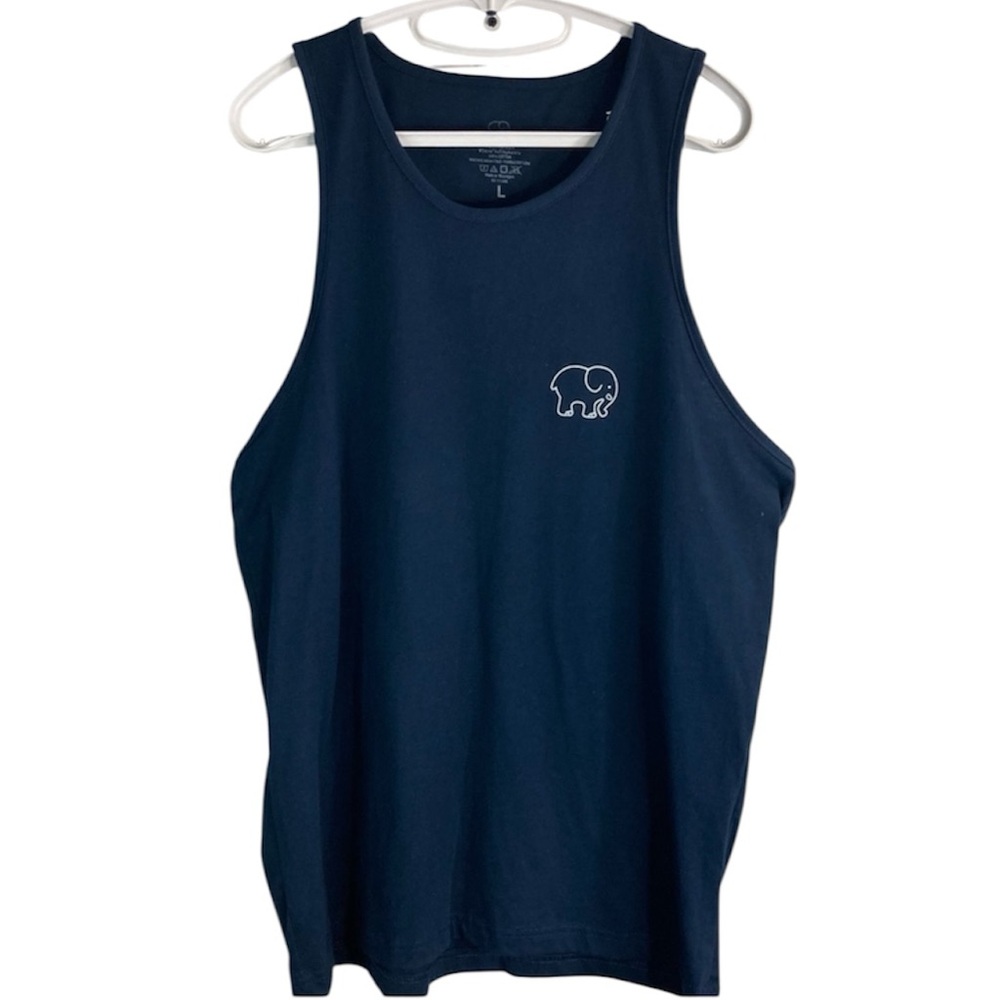 Ivory Ella Women's Navy With Florals Navy Blue Tank Top Muscle Shirt 🆕 NWOT Sz L